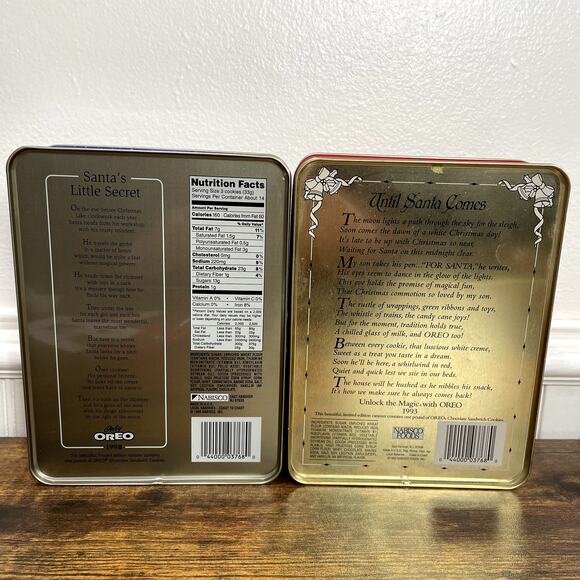 Oreo Cookie Santa Tins Box Vintage 1993 1998 Christmas Holiday Nabisco USA - Picture 2 of 14